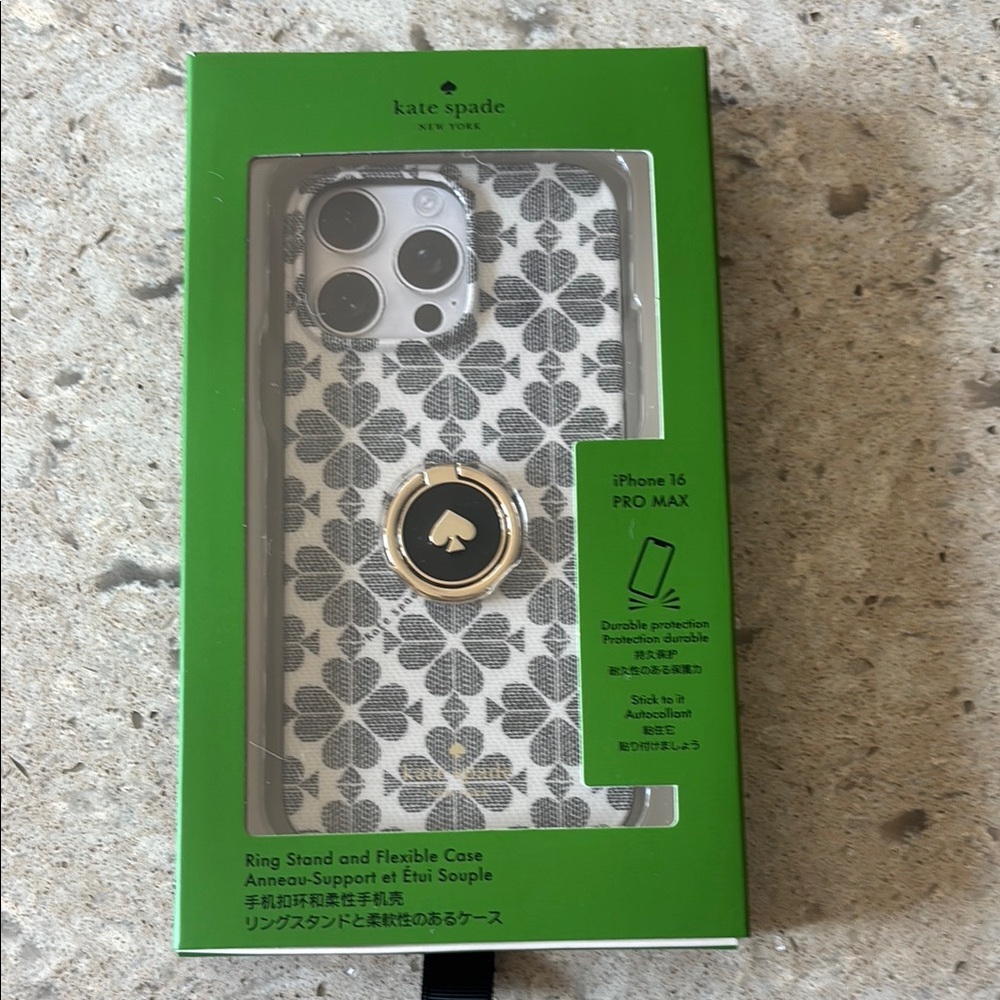 Kate Spade Black and White Clover iPhone 16 Pro Max Case